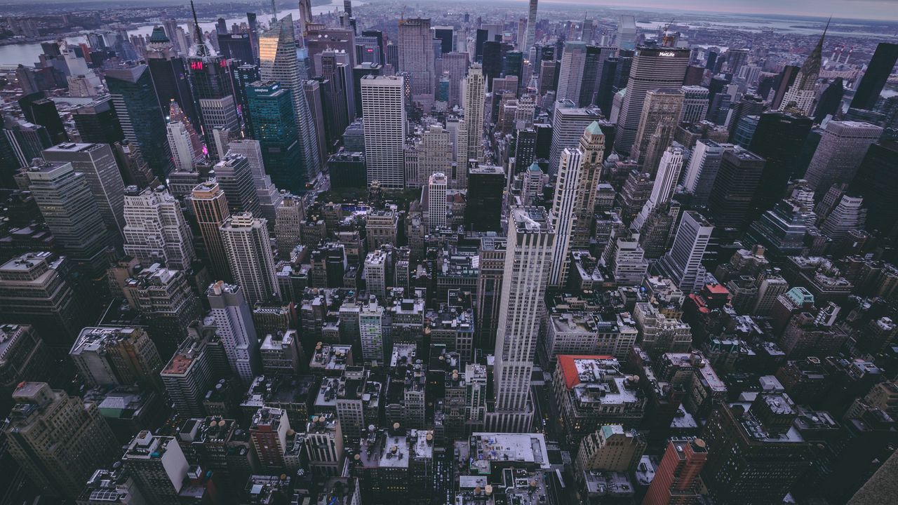 Обои нью-йорк, сша, небоскребы, вид сверху