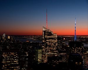 Превью обои нью-йорк, сша, ночь, небоскребы