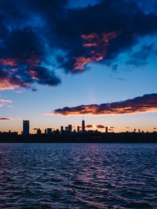Превью обои нью-йорк, сша, ночной город, панорама
