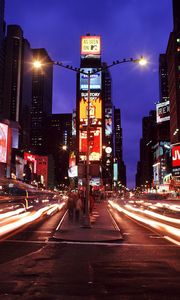 Превью обои нью-йорк, таймс-сквер, ночной город, мегаполис