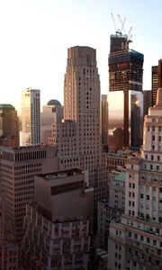 Превью обои нью-йорк, закат, здания, небоскребы