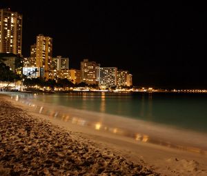 Превью обои ночное побережье, пляж, романтика