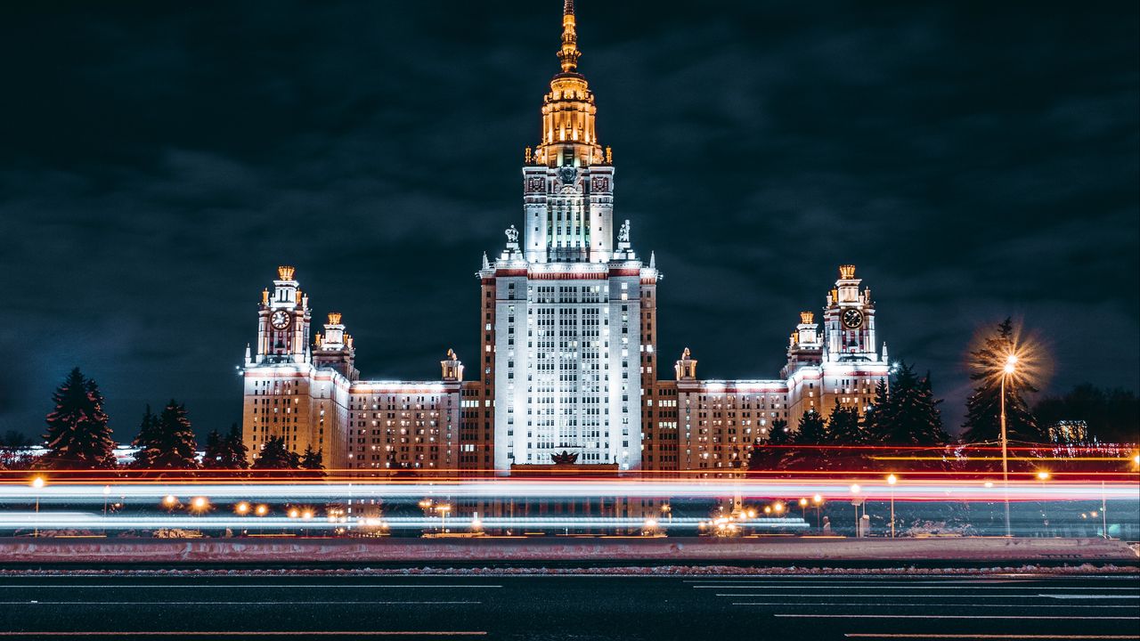Обои ночной город, архитектура, длительное воздействие, москва