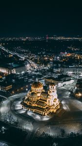 Превью обои ночной город, архитектура, вид сверху, огни города