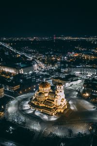 Превью обои ночной город, архитектура, вид сверху, огни города