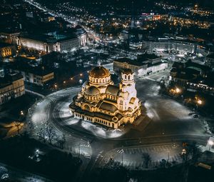 Превью обои ночной город, архитектура, вид сверху, огни города
