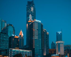 Превью обои ночной город, город, здания, небоскреб