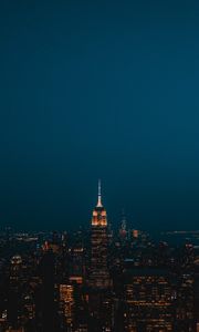 Превью обои ночной город, небоскребы, огни города, нью-йорк, сша