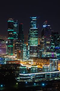 Превью обои ночной город, небоскребы, огни города, москва-сити, архитектура, москва, россия