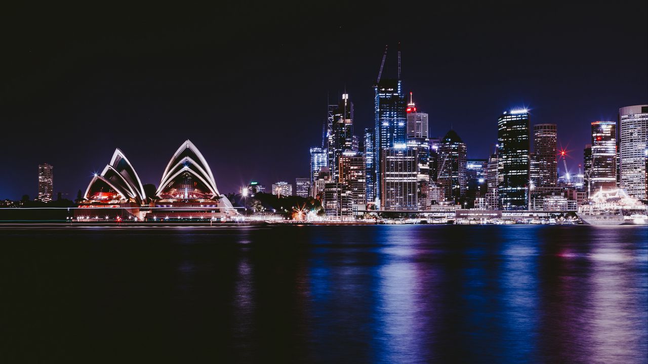 Обои ночной город, огни города, архитектура, сидней, австралия