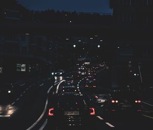 Превью обои ночной город, огни города, автомобили, движение, улица