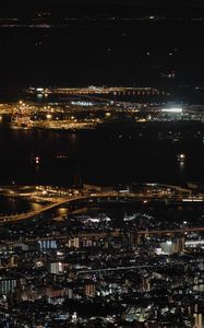 Превью обои ночной город, огни города, вид сверху, кансай, япония