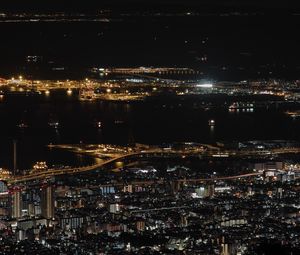 Превью обои ночной город, огни города, вид сверху, кансай, япония