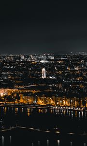 Превью обои ночной город, огни, темный