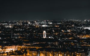 Превью обои ночной город, огни, темный