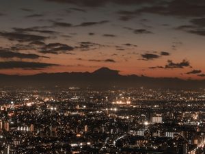 Превью обои ночной город, огни, здания, мегаполис