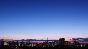 Превью обои ночной город, панорама, горизонт, япония