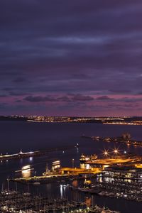 Превью обои ночной город, порт, пристань, вид сверху