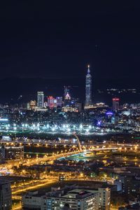 Превью обои ночной город, вид сверху, небоскребы, огни города, тайвань тайбэй