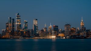 Превью обои ночной город, здания, архитектура, панорама, нью-йорк