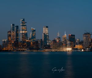 Превью обои ночной город, здания, архитектура, панорама, нью-йорк