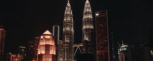 Превью обои ночной город, здания, архитектура, куала-лумпур, малайзия