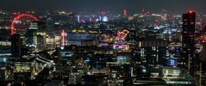 Превью обои ночной город, здания, архитектура, свечение, лондон