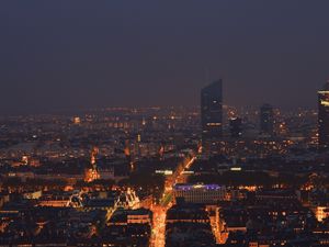 Превью обои ночной город, здания, небоскреб, архитектура