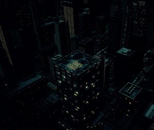 Превью обои ночной город, здания, вид сверху, темный, арт