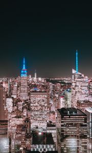 Превью обои ночной город, здания, вид сверху, мегаполис, нью-йорк