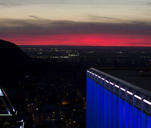 Превью обои ночной город, здания, вид сверху, темный, архитектура