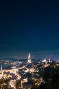 Превью обои ночной город, звездное небо, ночь, огни города, вид сверху