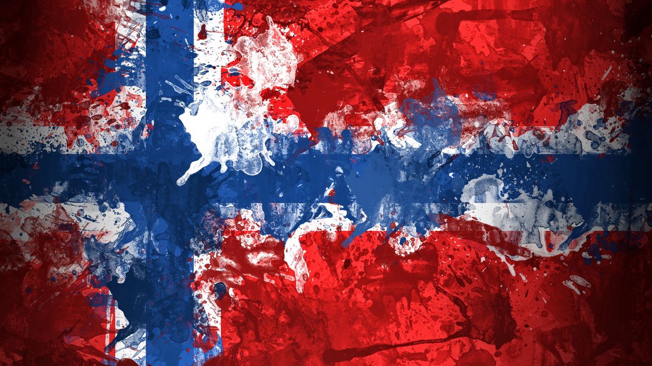 Обои норвегия, флаг, символика, краска, фон, текстура