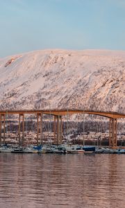 Превью обои норвегия, тромсе, мост, фьорд