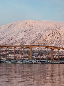 Превью обои норвегия, тромсе, мост, фьорд