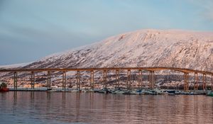 Превью обои норвегия, тромсе, мост, фьорд