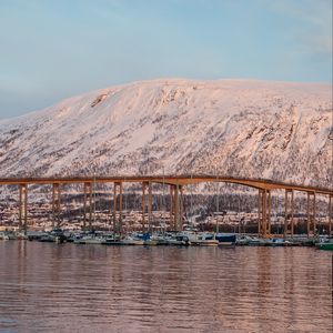 Превью обои норвегия, тромсе, мост, фьорд