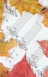 Превью обои ноты, буквы, листья, осень