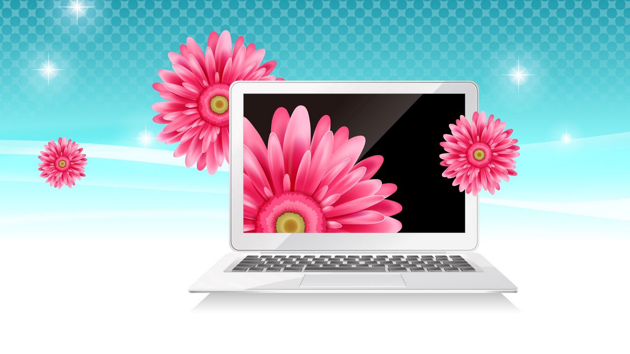 Обои ноутбук, цветы, дизайн, картинка, зернисто