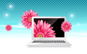 Превью обои ноутбук, цветы, дизайн, картинка, зернисто
