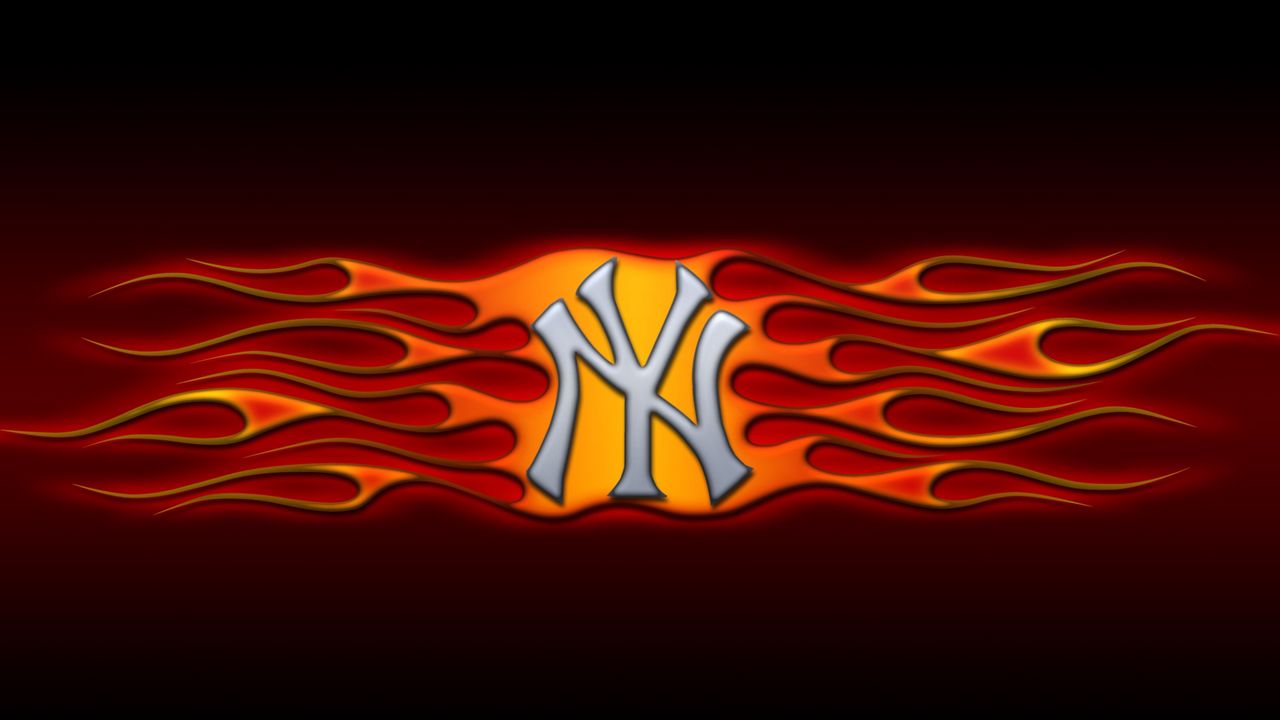 Обои ny, логотип, огонь, оранжевый, черный