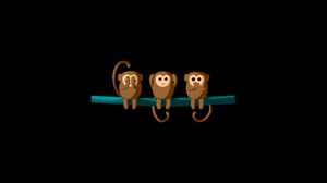 Превью обои обезьяны, ветка, арт, вектор