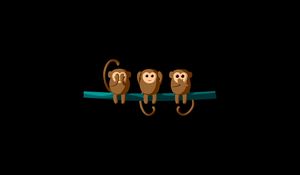 Превью обои обезьяны, ветка, арт, вектор