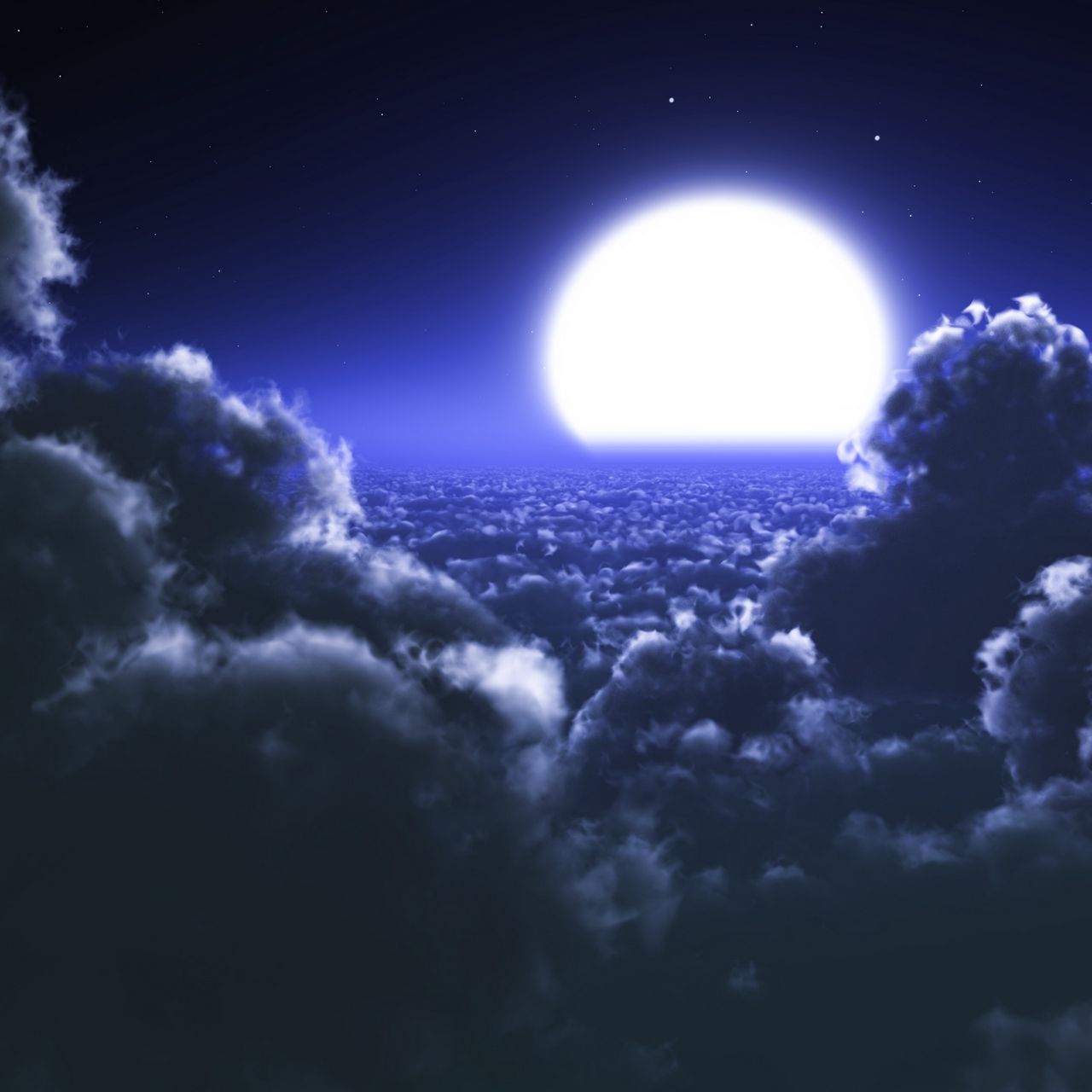Ночное небо над облаками