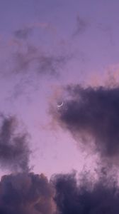 Превью обои облака, луна, небо, фиолетовый