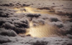 Превью обои облака, море, вид сверху, высота, обзор