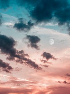 Превью обои облака, небо, луна