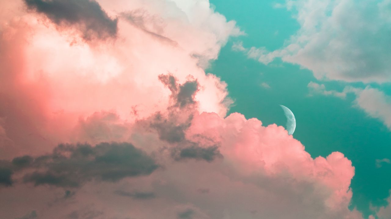 Обои облака, небо, луна, пористый, светлый