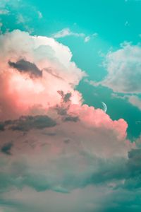 Превью обои облака, небо, луна, пористый, светлый