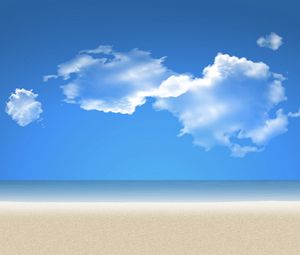 Превью обои облака, небо, пляж, море, песок